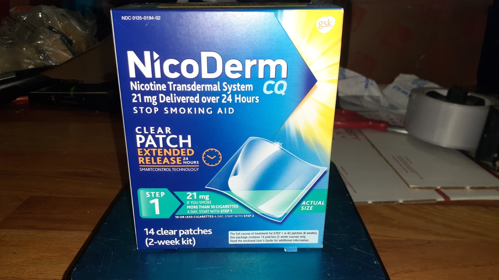 NicoDerm CQ Nicotine Patch Step 1 21mg 14CT EXP 02/2028 + Free Shipping