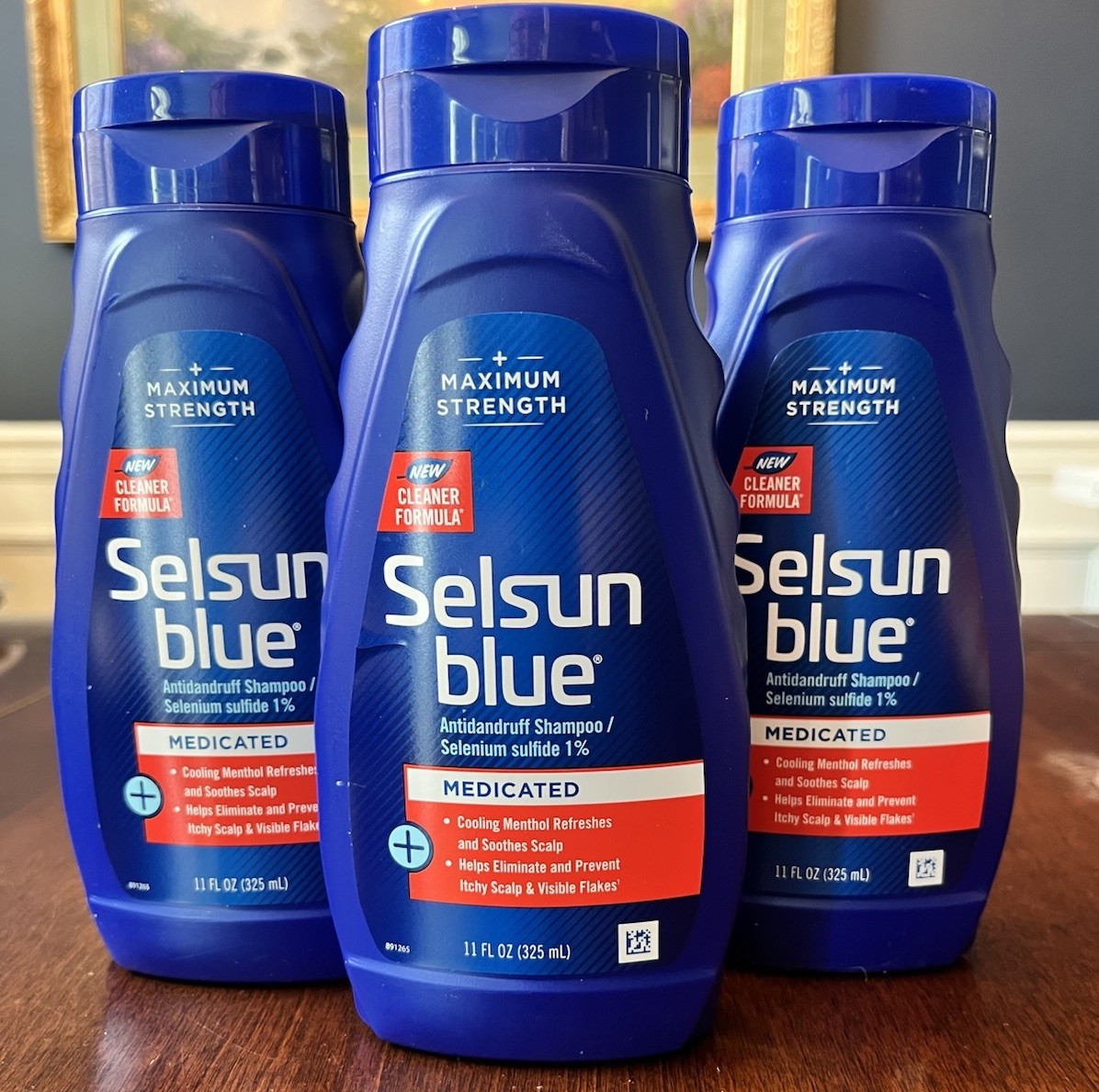 Selsun Blue Medicated Maximum Dandruff Shampoo 3 Pack 11oz Selenium Sulfide 1%