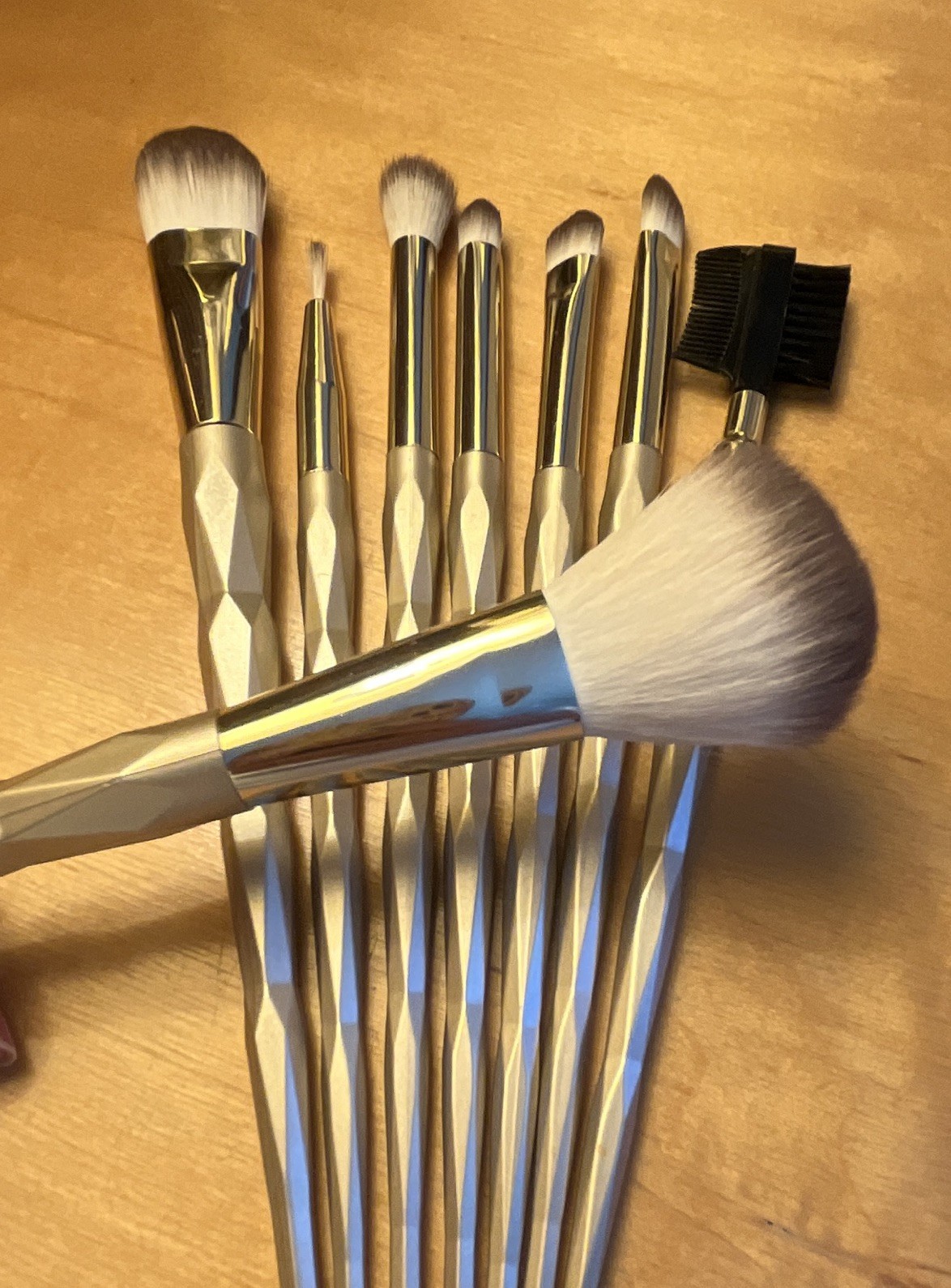 8pc Makeup Brush Set Double-Ended Synthetic Fiber /Gold/