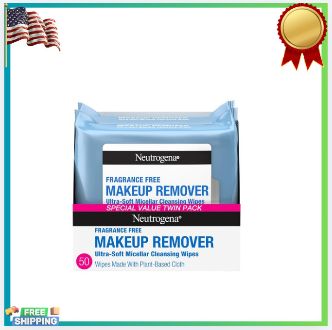 New Fragrance-Free Makeup Remover Wipes Alcohol-Free 50 Ct 2 Pack