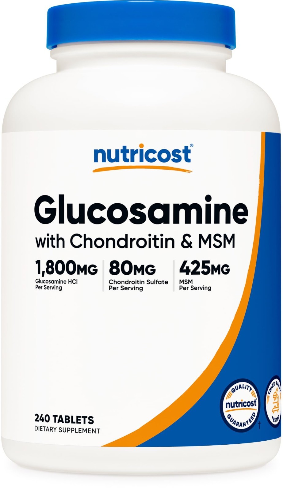 Glucosamine 1800mg with Chondroitin & MSM – 240 Tablets, GMO-Free, Gluten-Free