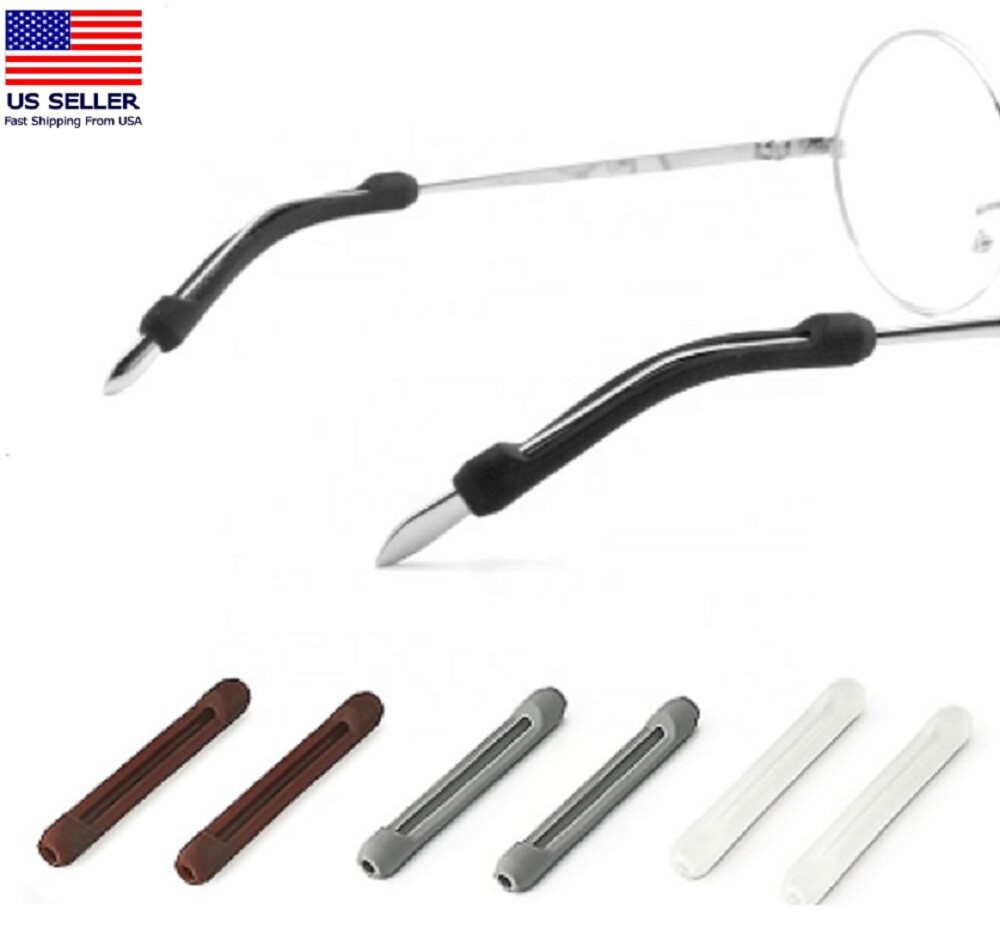 4 Pair Silicone Eyeglass Ear Hooks Anti-Slip Sport Grips for Glasses Sunglasses