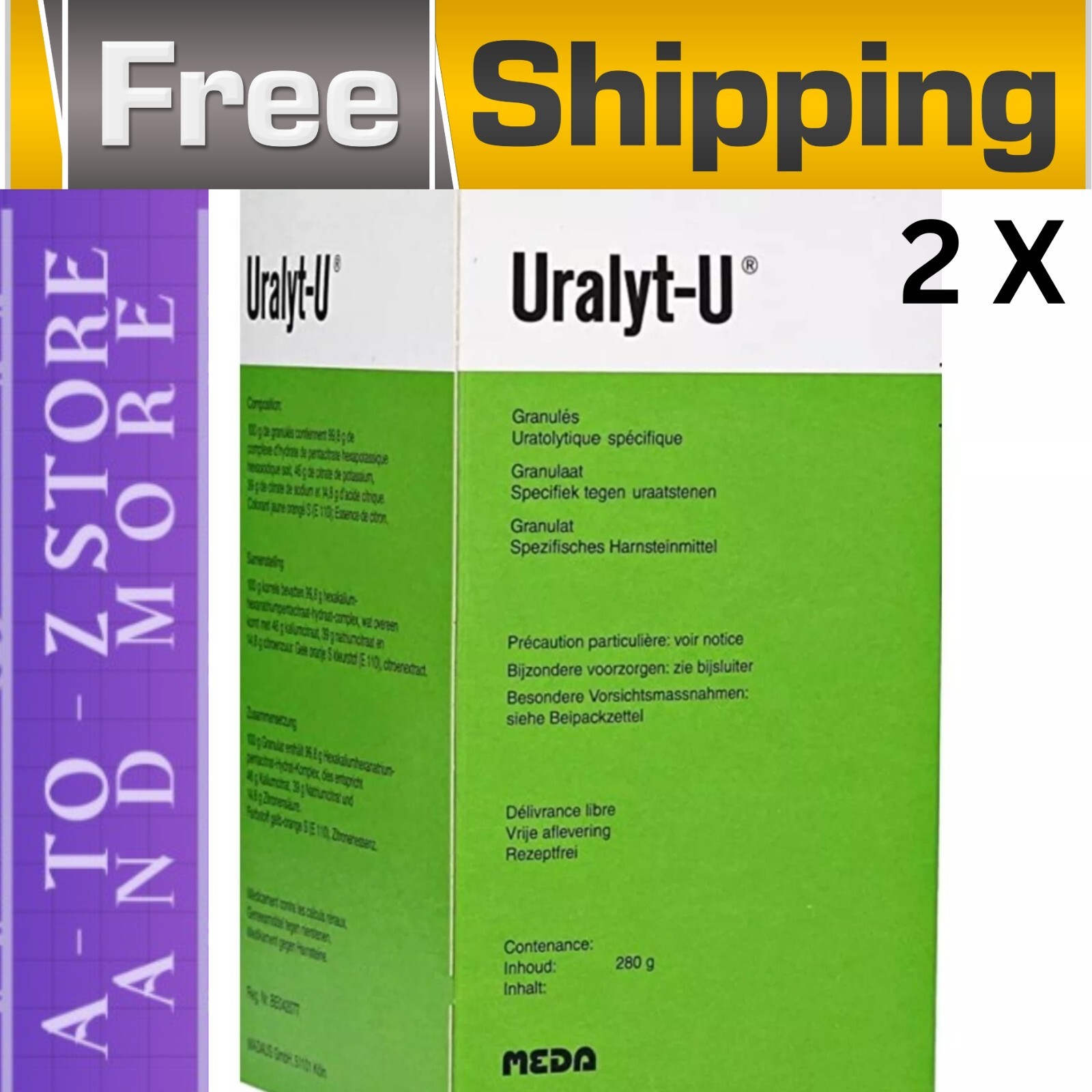 2 X URALYT-U Granules 280 gram For dissolving uric acid stones