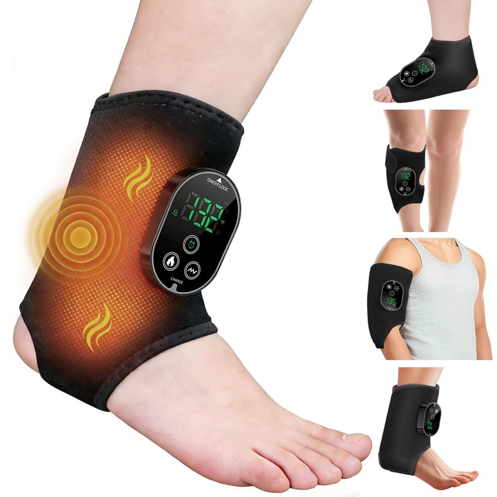 4 in 1 Electric Foot Ankle Massager Heating Vibration & Hot Compress Pain Relief