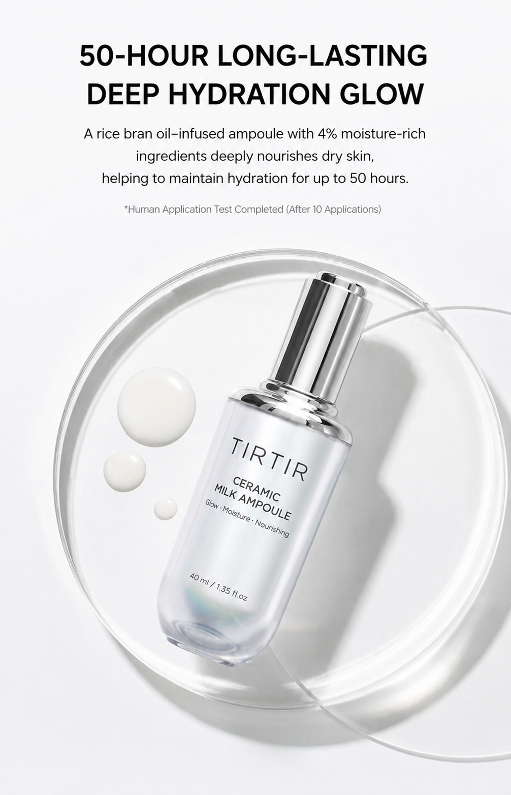 TIRTIR Ceramic Milk Ampoule 40ml Hydrating Nourishing Face Serum 2Pack