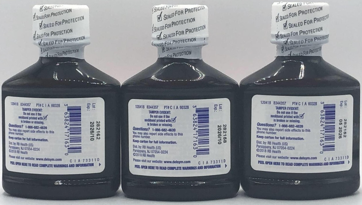 3PK Delsym Cough ~ 3 Fl Oz Each ~ Grape FLVR~ EXP 5/26 ~ FAST SHIP ~ SEALED