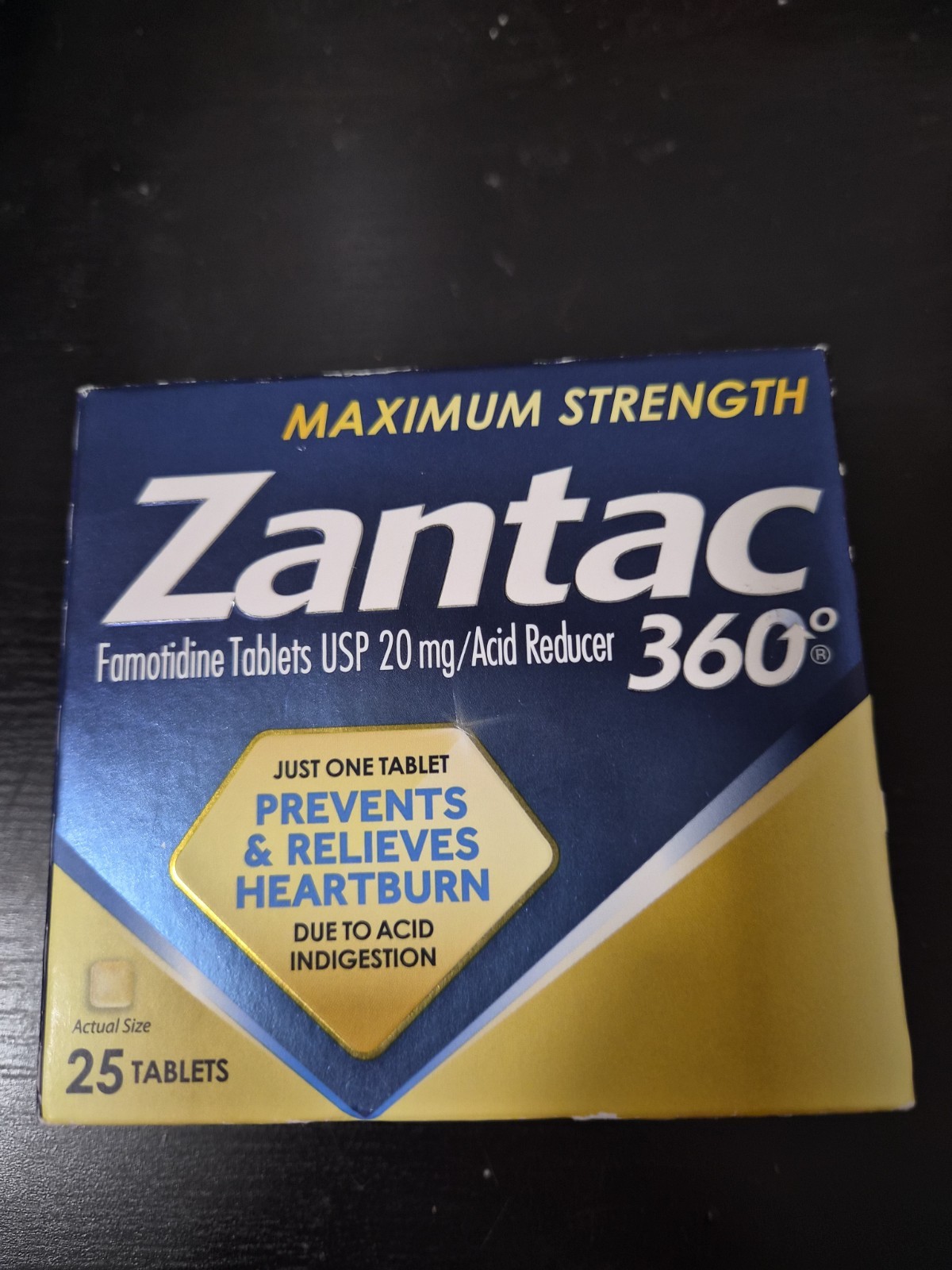 ZANTAC 360 Maximum Strength Acid Reducer Famotidine (25) Tablets 20 mg 11/27 NIB