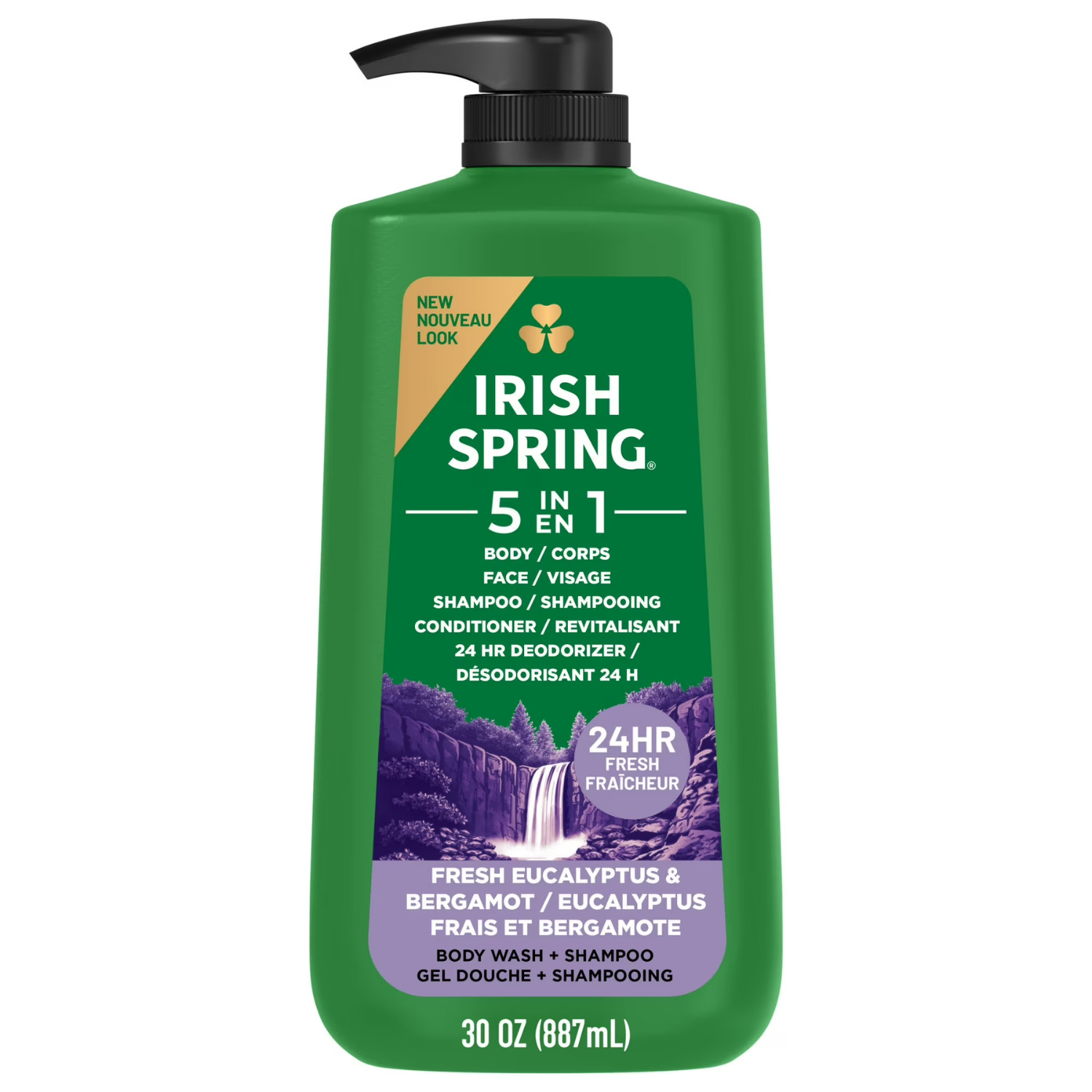 2 Pack Irish Spring 5 in 1 Moisturizing Men Body Wash 30 fl oz Large Bottles