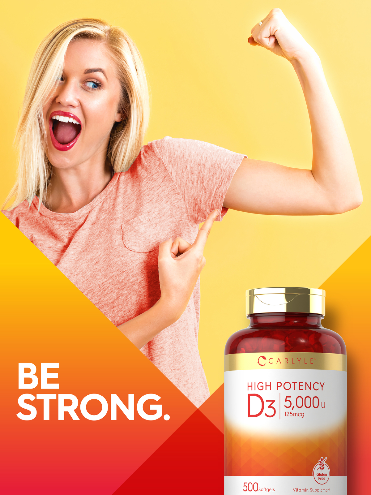 Vitamin D3 5000IU | 500 Softgels | Value Size, Non-GMO, Gluten Free | by Carlyle