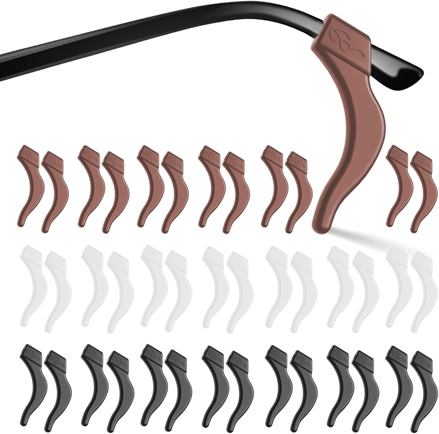20 Pairs Eye Glasses Ear Grippers, Anti-Slip Glass Ear Hook Comfort Silicone Eye