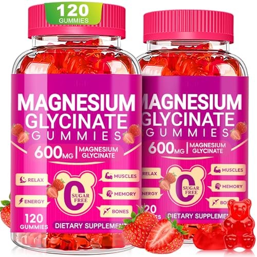 Magnesium Glycinate 600mg Gummies Sleep Support Vitamin D B6 2 Pack
