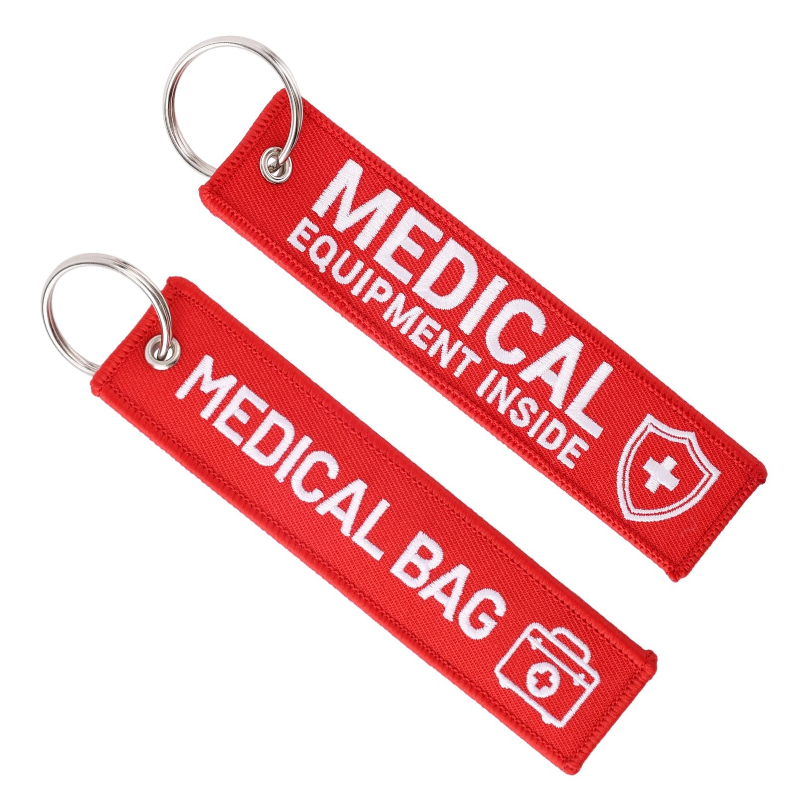 2pcs Medical Alert Tag for Bag, 13x3cm/5.12×1.18 inch, Red, White