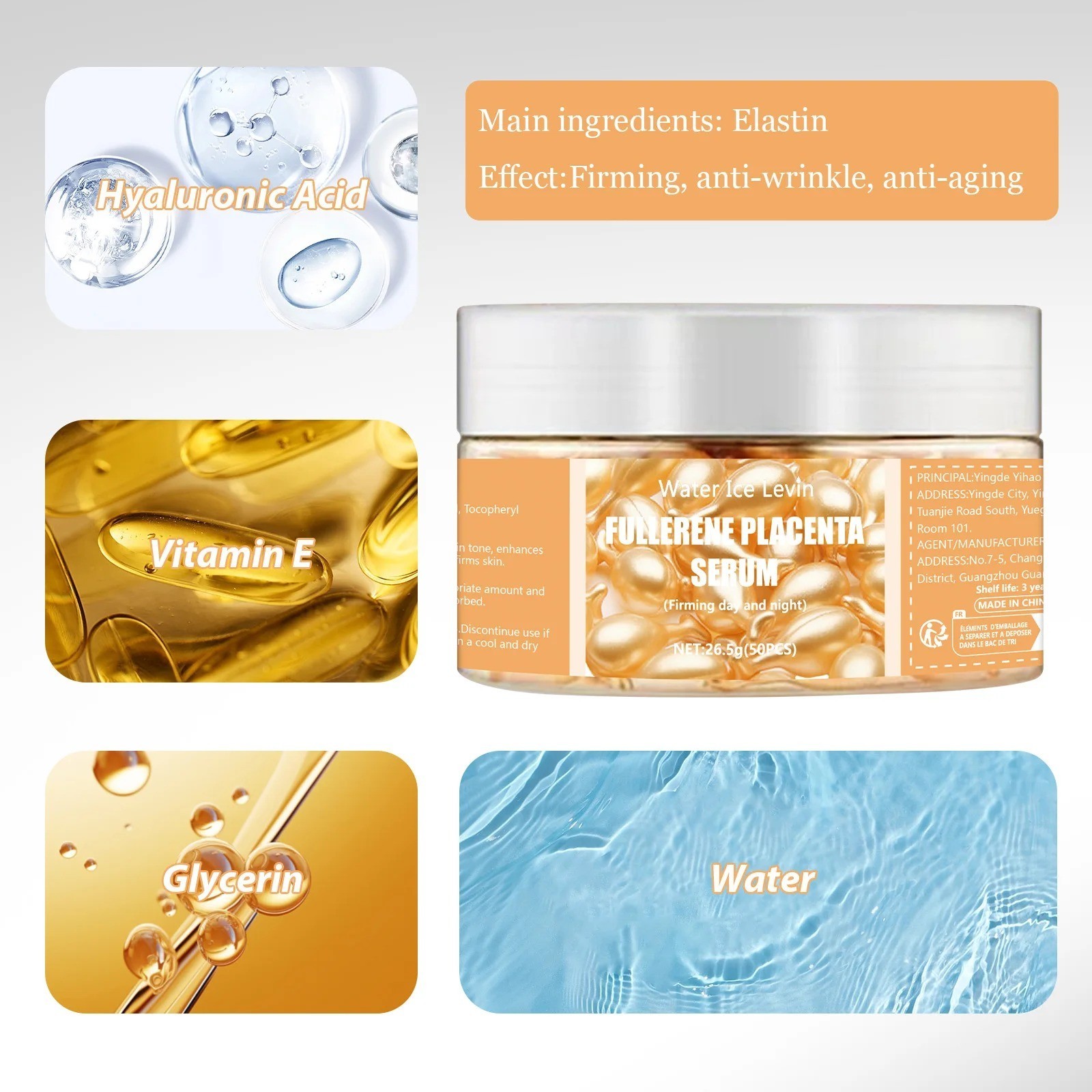 50Pcs Collagen Face Care Capsules Serum Spot Acne Wrinkle Remover Firming Whiten
