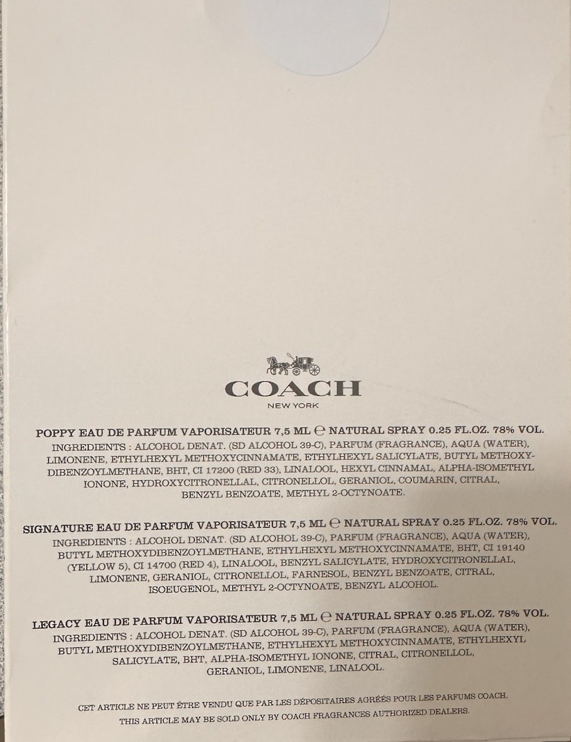Coach Travel Size Spray Set Poppy Signature Legacy 0.25 fl oz