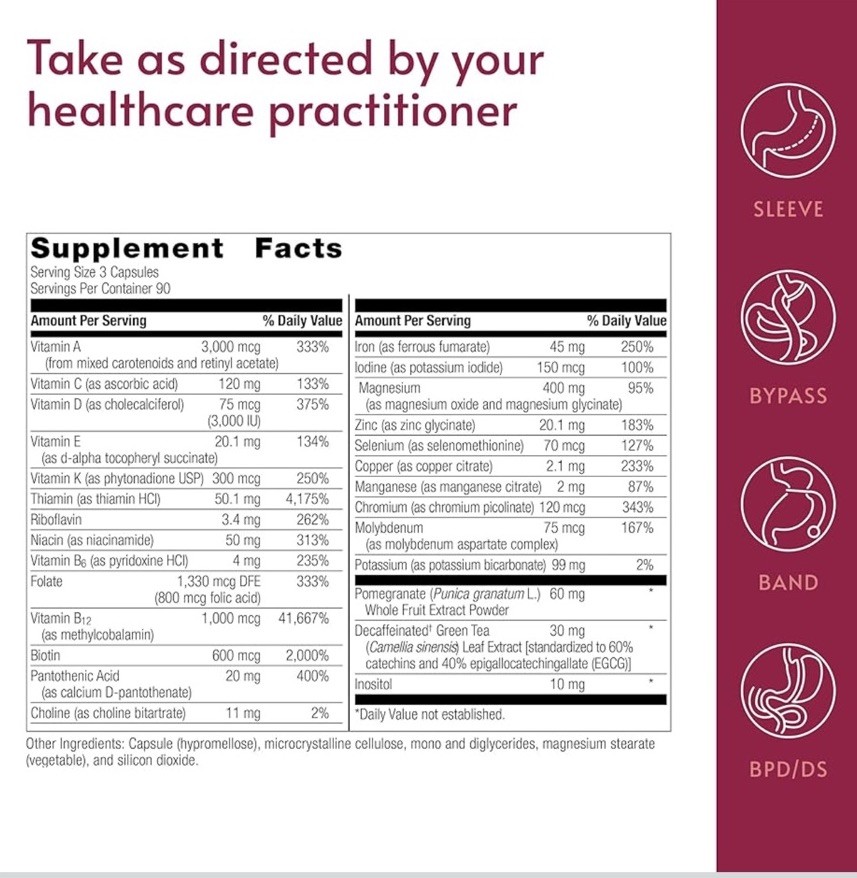 Bariatric Advantage Ultra Multi with Iron 270 Capsules High Potency Vitamin Seal