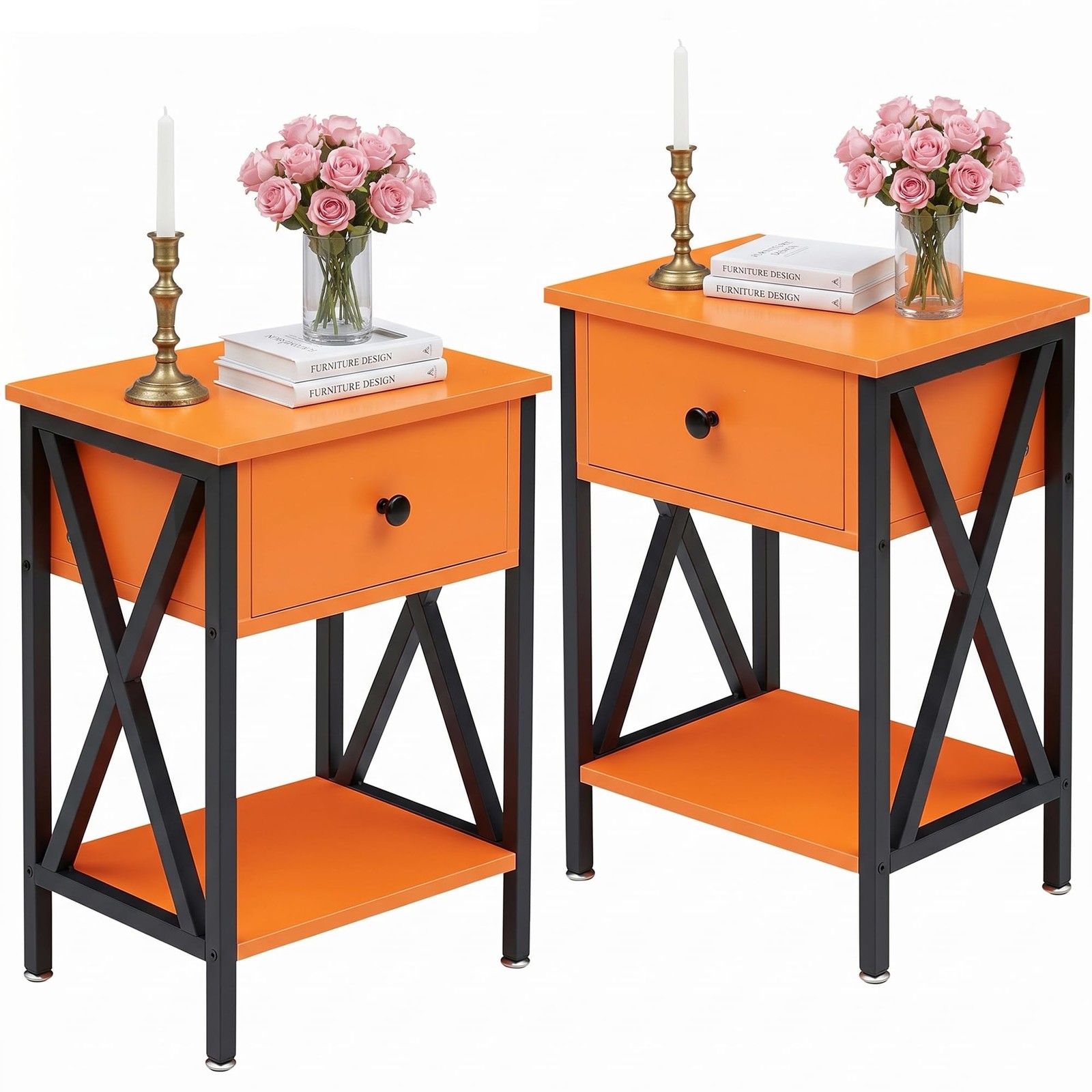 Vecelo Nightstands Set Of 2 Modern Bedside End Tables Night Stands Drawer And