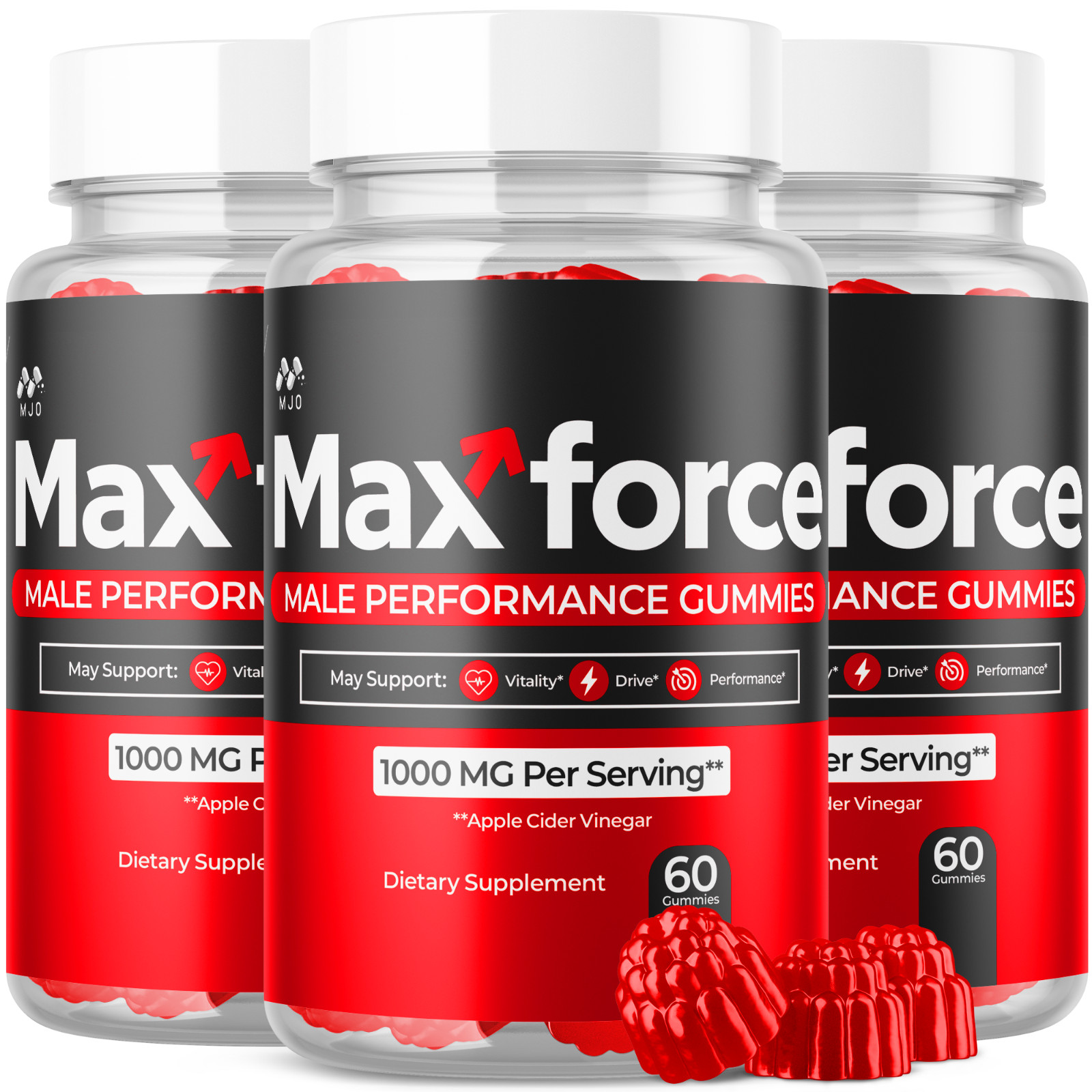 (3 Pack) Max Force Male Gummys Advanced Male Health Support MaxForce 180 Gummies