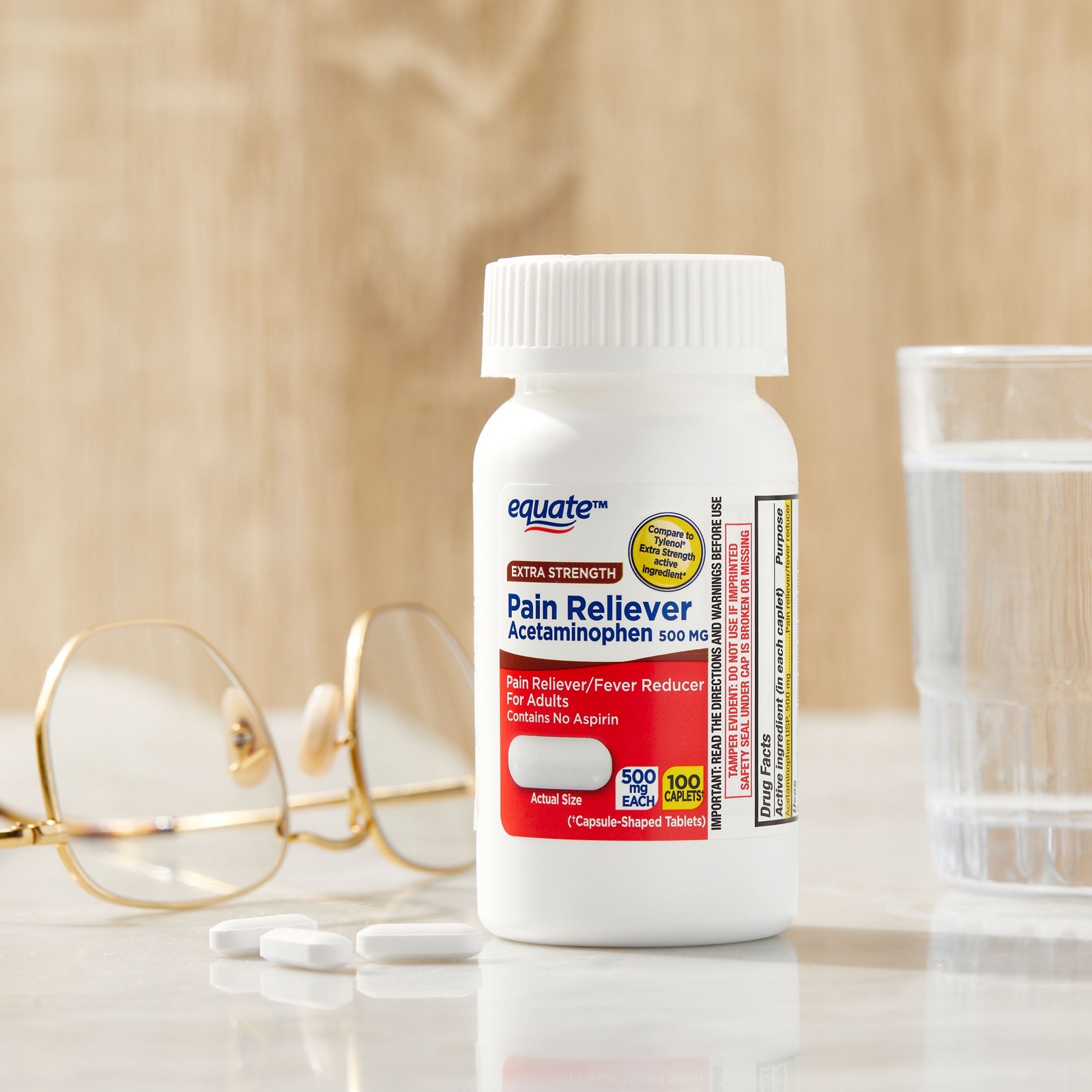 (3 Pack) Equate Extra Strength Pain Reliever Acetaminophen Caplets, 500Mg, Pain