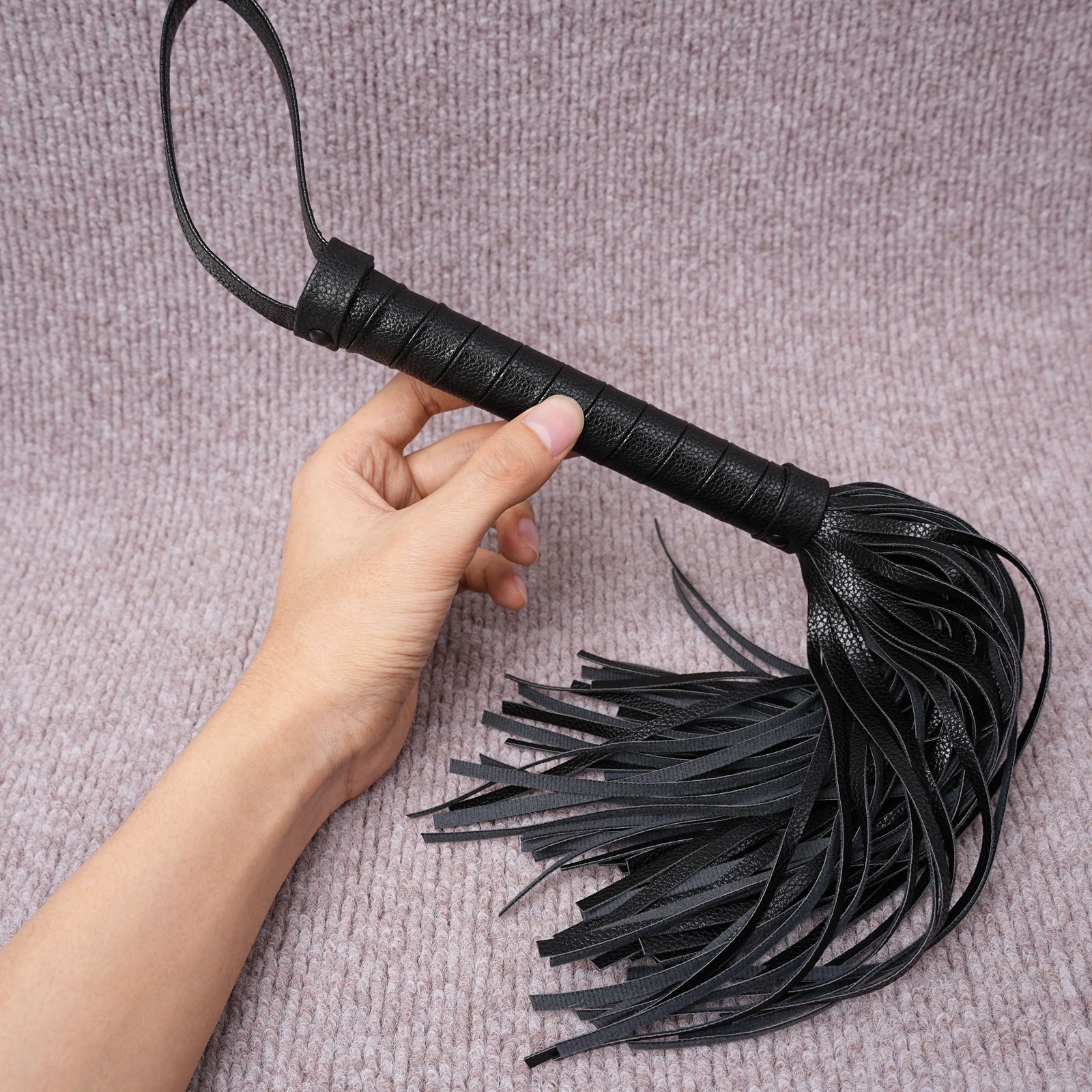 16.5in PU Leather Spanking Bondage Whip Paddle Flogger Flirt Prop BDSM Adults