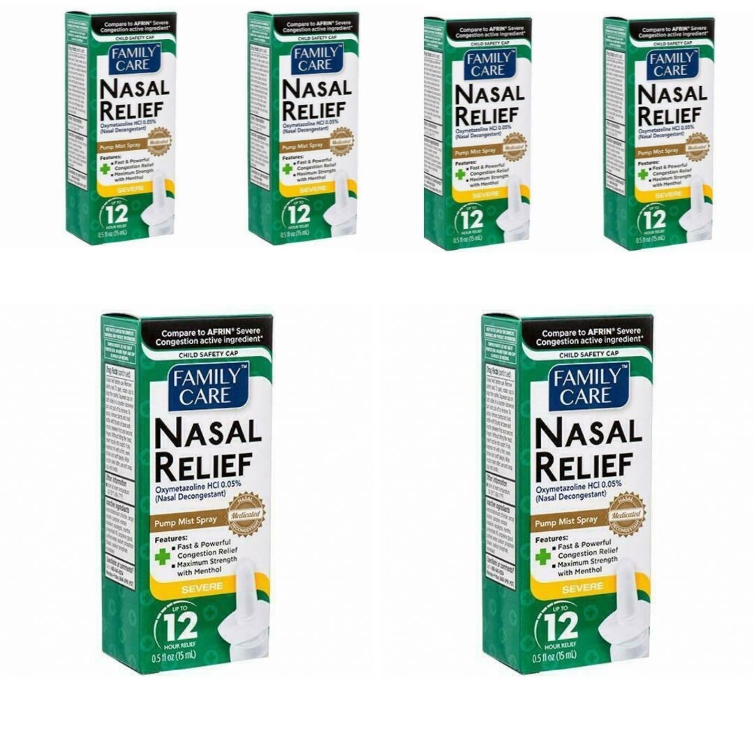 6 Pack! Family Care Nasal Relief Spray – Severe Congestion Relief! 0.5oz Each