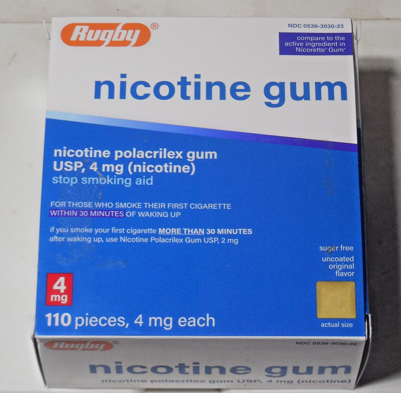 Rugby NICOTINE Polacrilex Gum 4 Mg ORIGINAL FLAVOR 110 CHEWING PIECES 01/29 exp