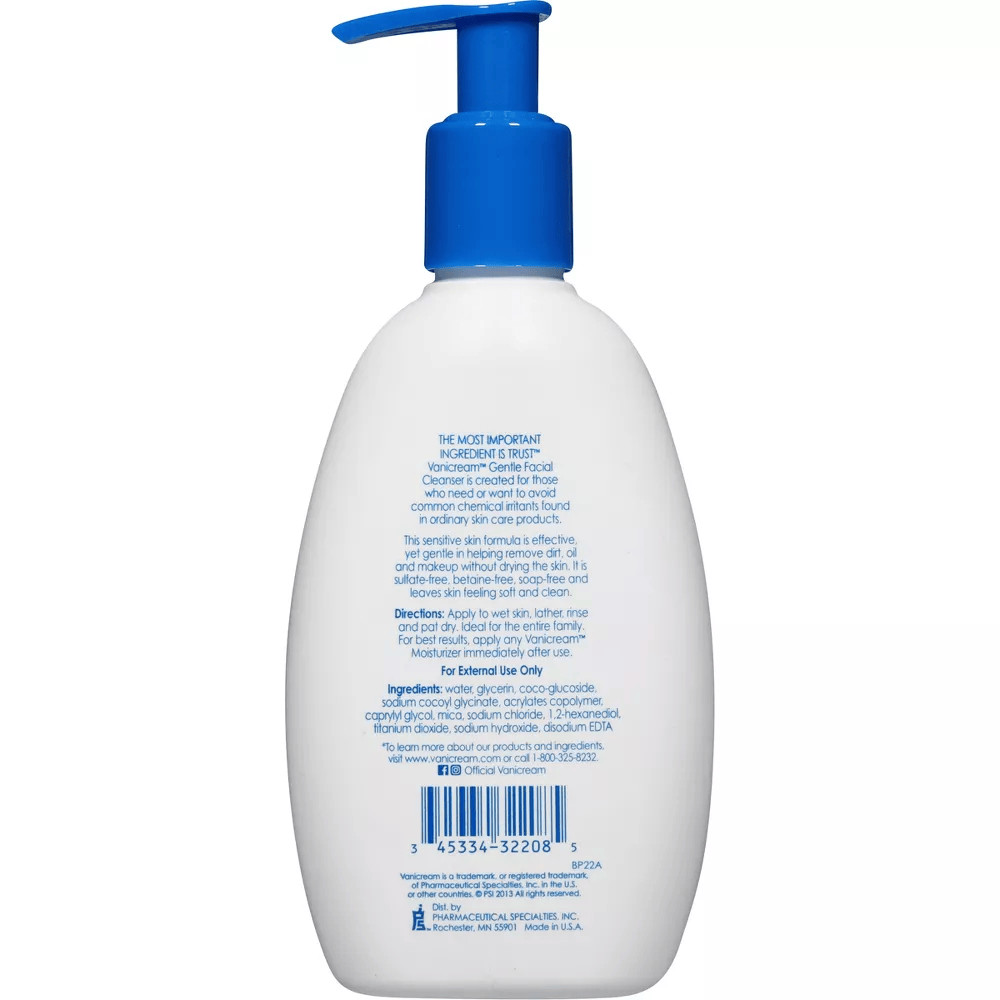 4 Pack Vanicream For Sensitive Skin Gentle Facial Cleanser, 8 fl oz