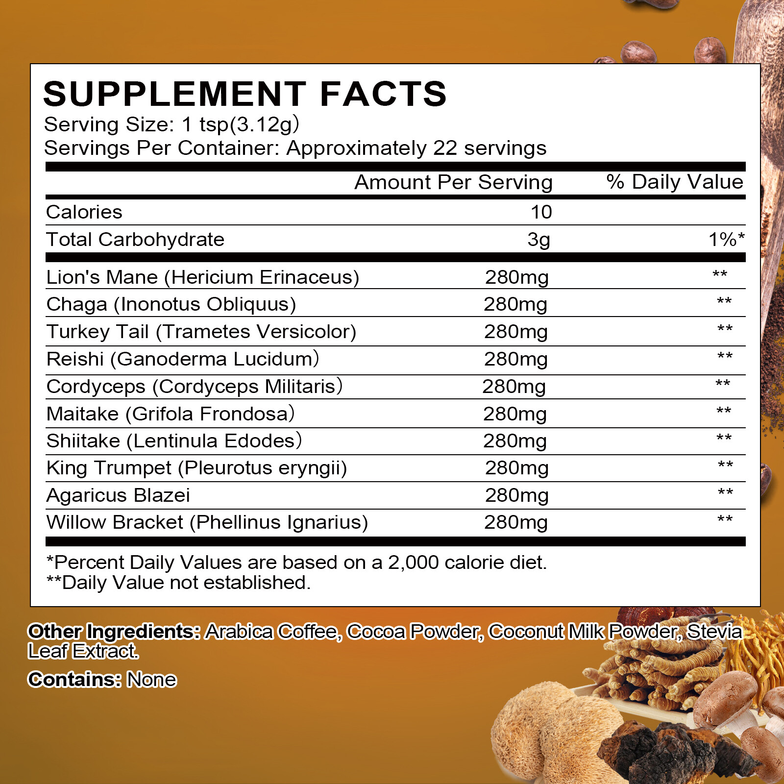 Organic Mushroom Coffee-Reishi, Lion’s Mane,Turkey Tail,Immunity & Brain Booster