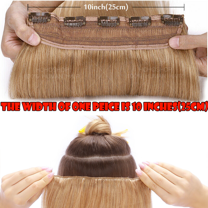 Clip In 100% Real Human Hair Extensions Half Full Head Hightlight 120g One Piece