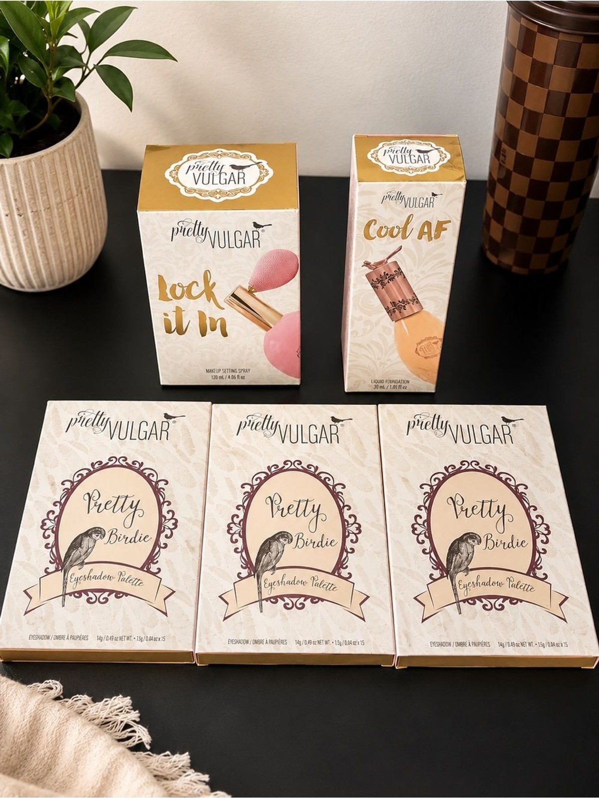 Pretty Vulgar Gold & Cream Beauty Set with Pretty Birdie Palettes