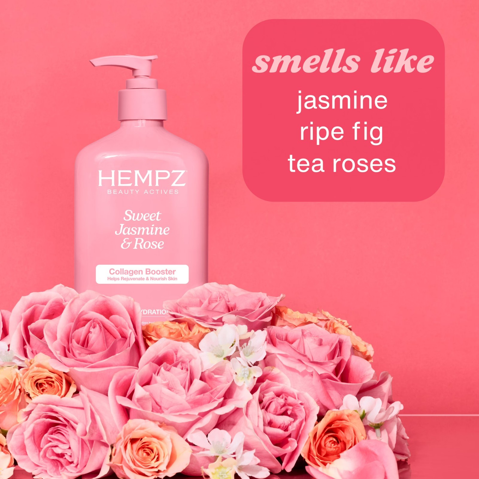 Hempz Beauty Actives Body Lotion Collagen Sweet Jasmine Rose 17 fl oz NEW