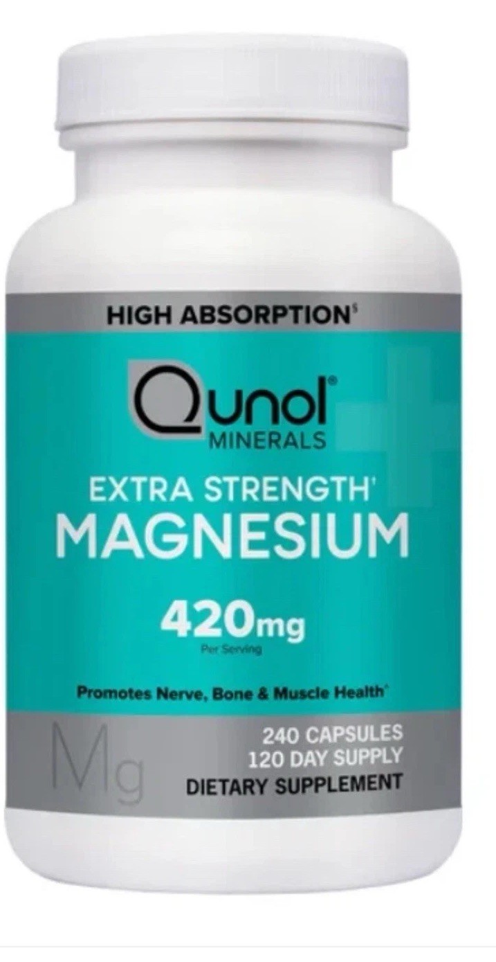 Qunol Extra Strength Magnesium 420 mg, 240 Capsules Exp 04/28 FREE SHIP!