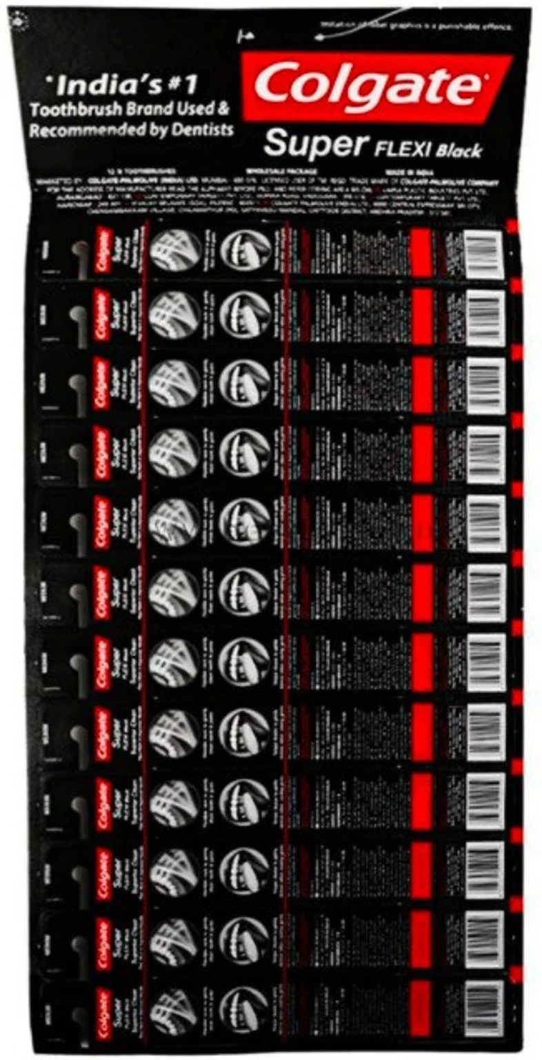 12 x Colgate Super Flexi Charcoal Toothbrush Soft Bristles | Adult Manual