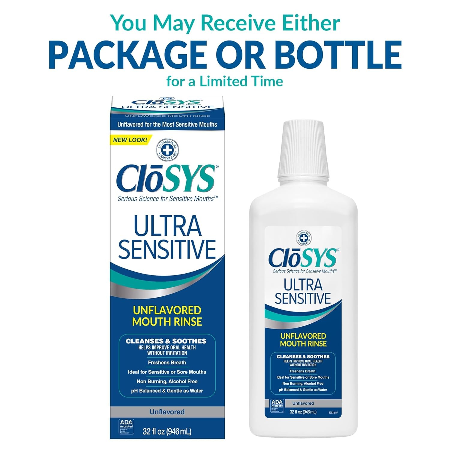 CloSYS Mouthwash Ultra Sensitive Alcohol Free 32oz Pack of 3 Gentle Sensitive