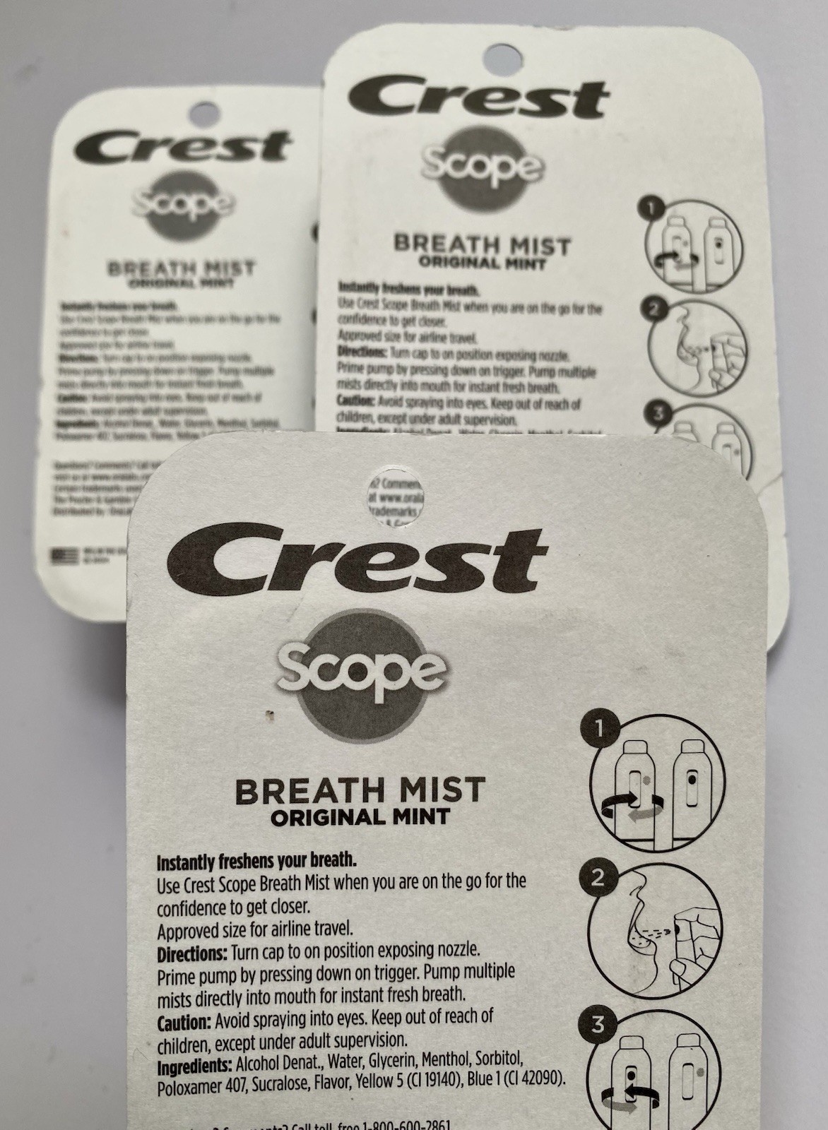 Crest Scope ORIGINAL MINT Breath Mist Spray 12 Bottles