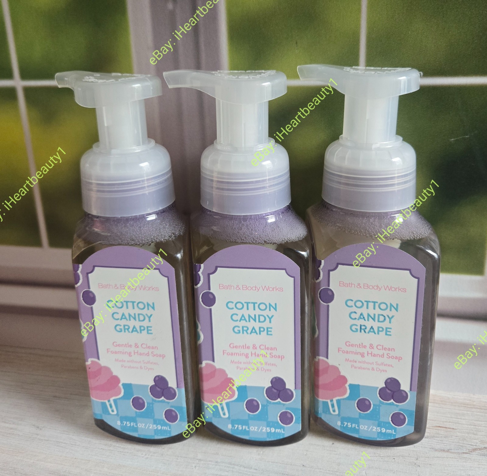 bath and body works cotton candy grape foaming hand soap set of 3