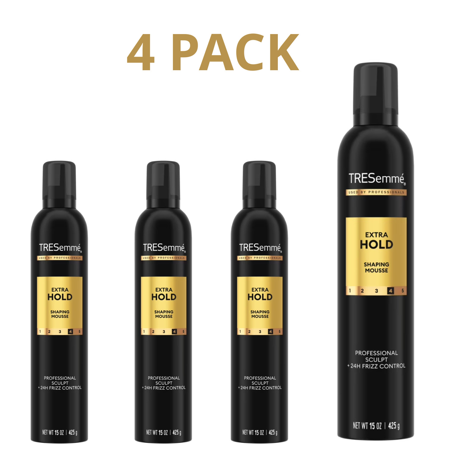 TRESemme Extra Hold Volumizing Mousse 24H Touchable Hold 15oz, 4 Pack