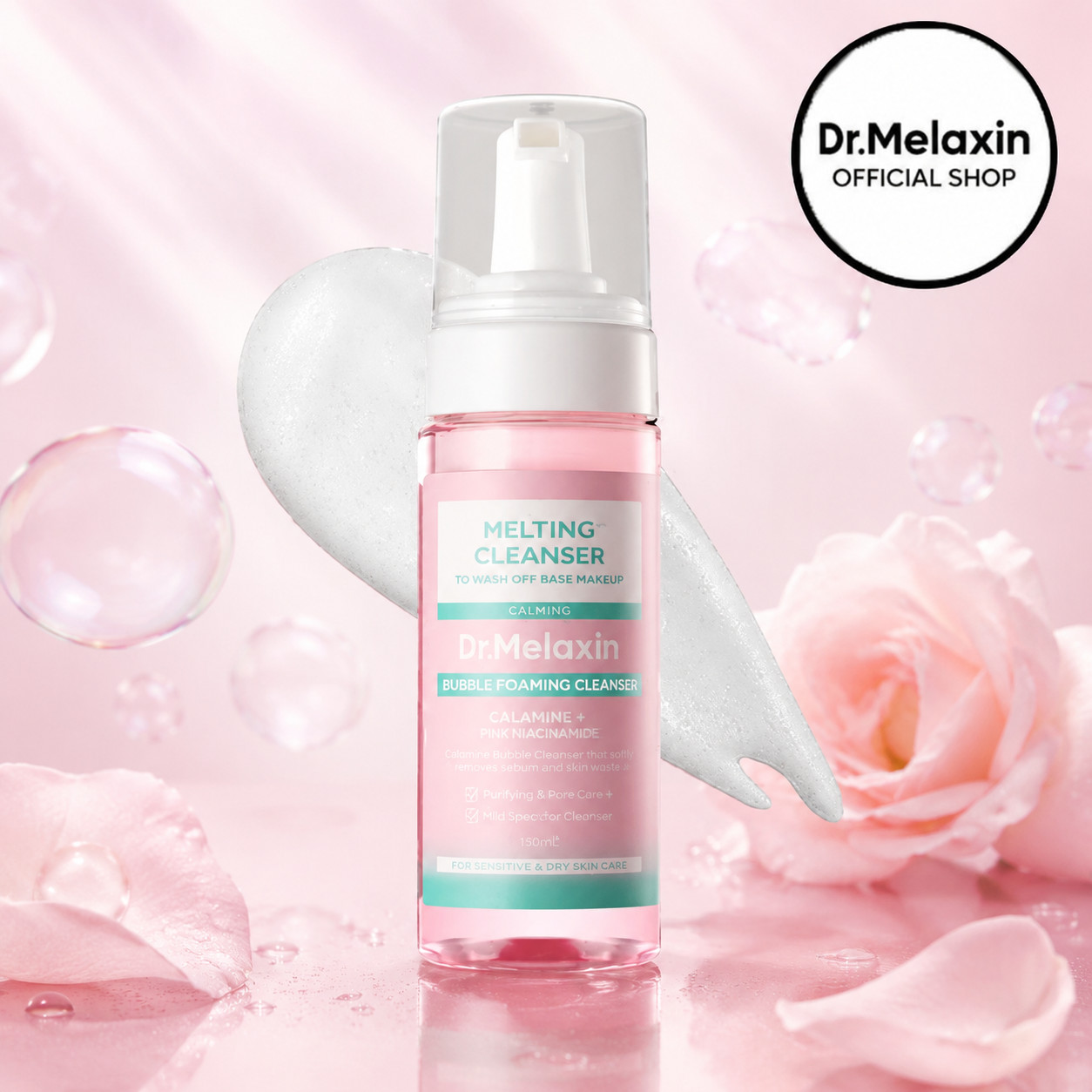 Dr.Melaxin Melting Cleanser Bubble Foaming Makeup Remover, Pink, 150ml