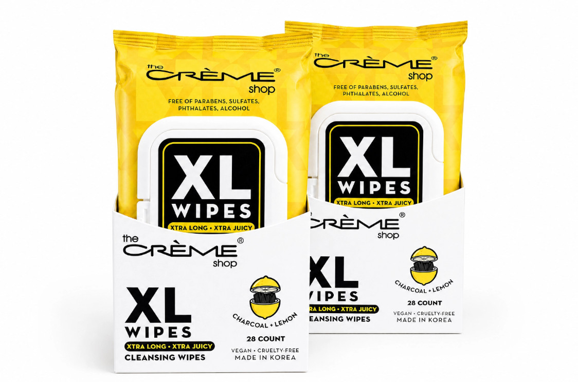 2 units bundle TheCremeShopXL Cleansing Wipes Xtra Long Charcoal Lemon-56 sheets