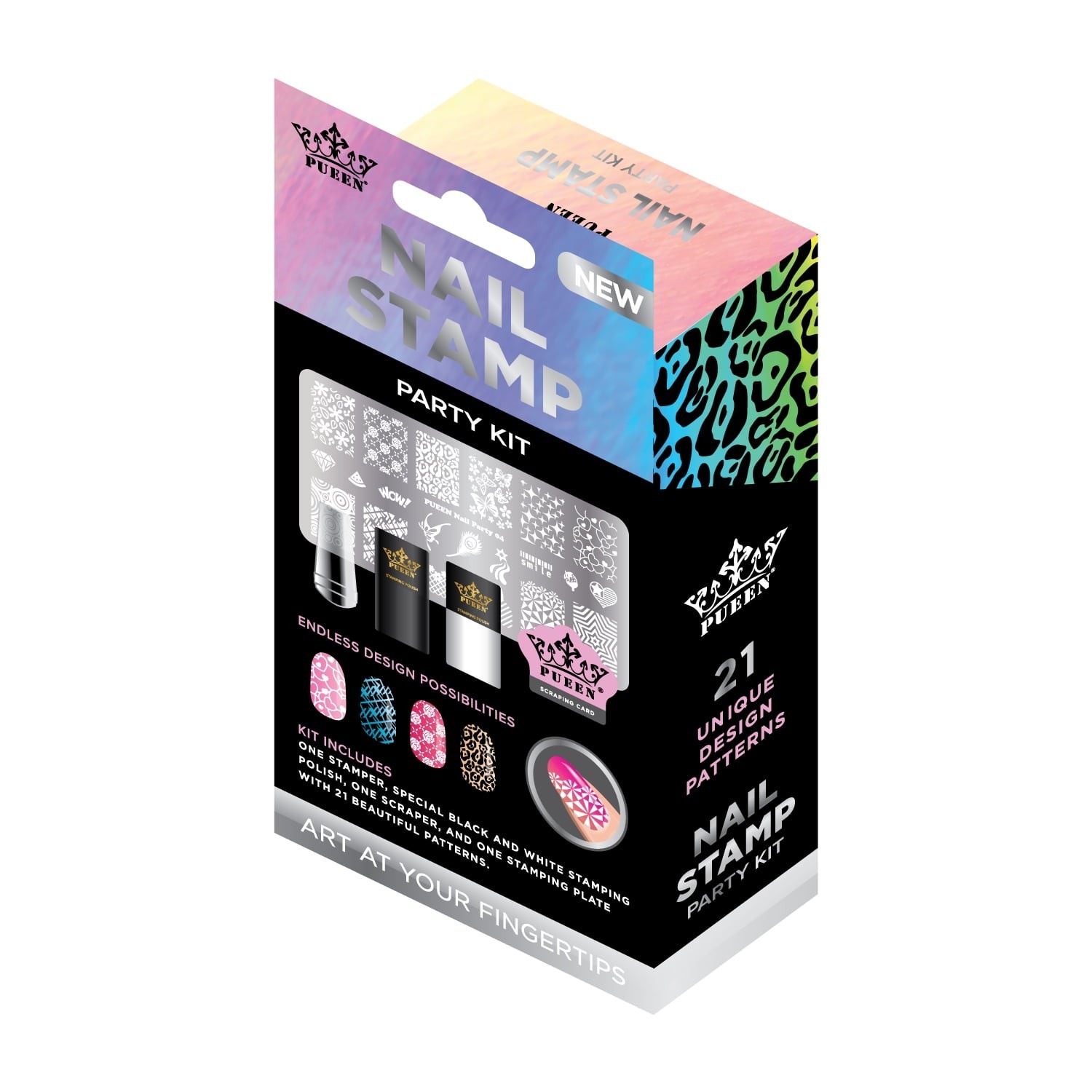 PUEEN Pueen Nail Art Stamping Plate, 12 Patterns, Metal Stamp Party Kit Multi