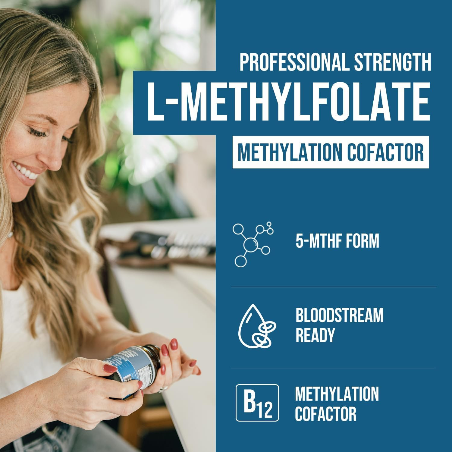 L Methyl Folate 15Mg plus Methyl B12 Cofactor – High Potency, Active 5-MTHF Form