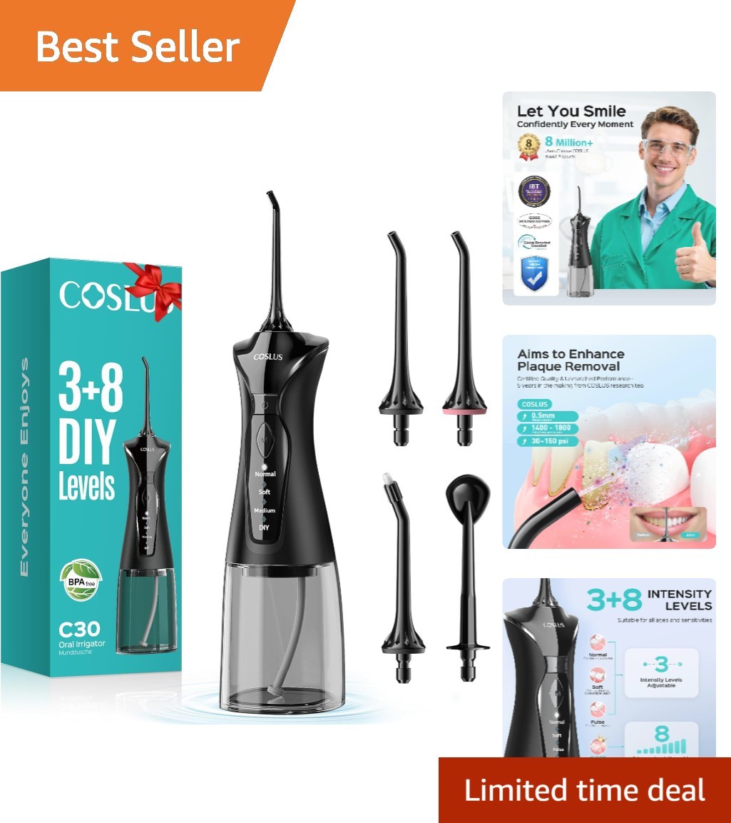 C30 Rechargeable Water Dental Flosser: Waterproof, Gentle 4 Modes for All Ages