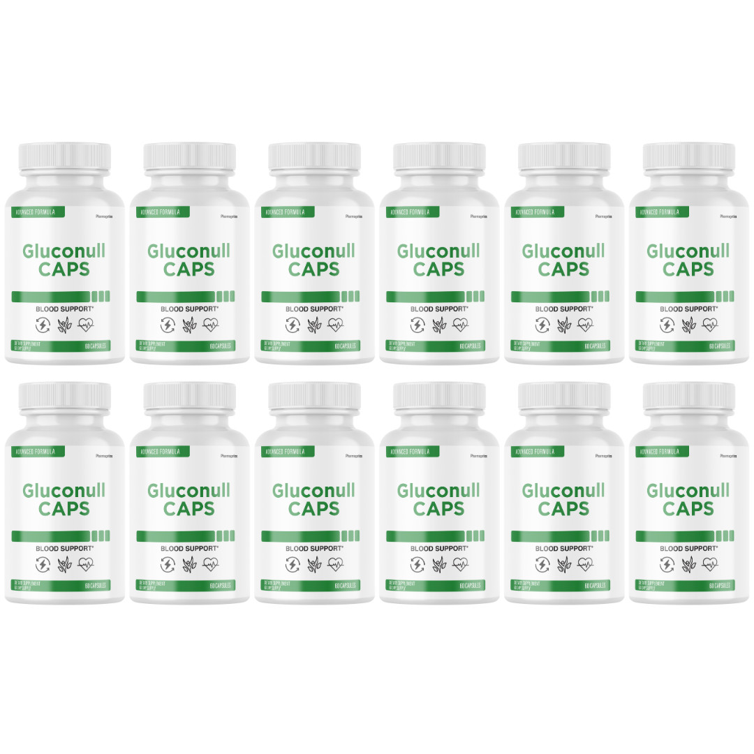 Gluconull Caps Gluco Null for Blood Sugar & Pressure Support – 12 Bottles