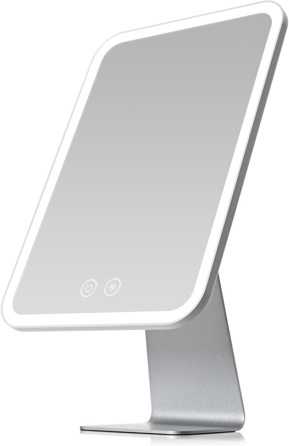 NEZZOE Lighted Makeup Mirror, Metal Table Mirror with Stand, 2000 Mah Rechargeab