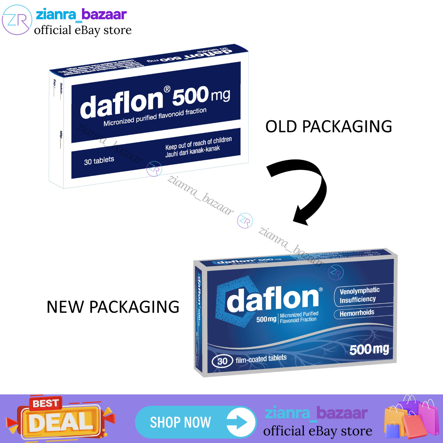 Daflon 500mg Tablets 30 Count – Plant-Based Flavonoid Supplement