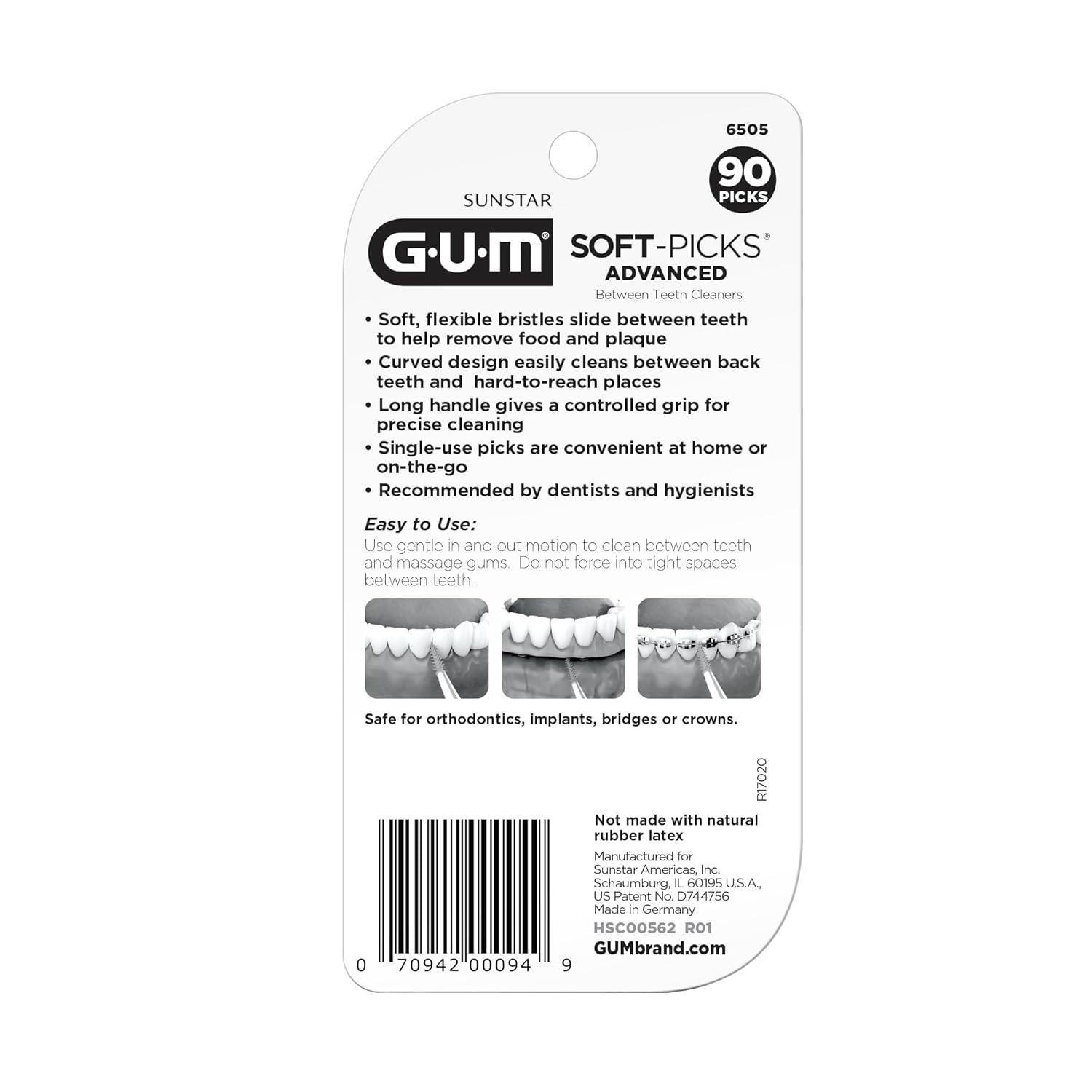 GUM Soft-Picks Advanced, Easy to Use Dental Picks for Teeth Cleaning Health, Dis