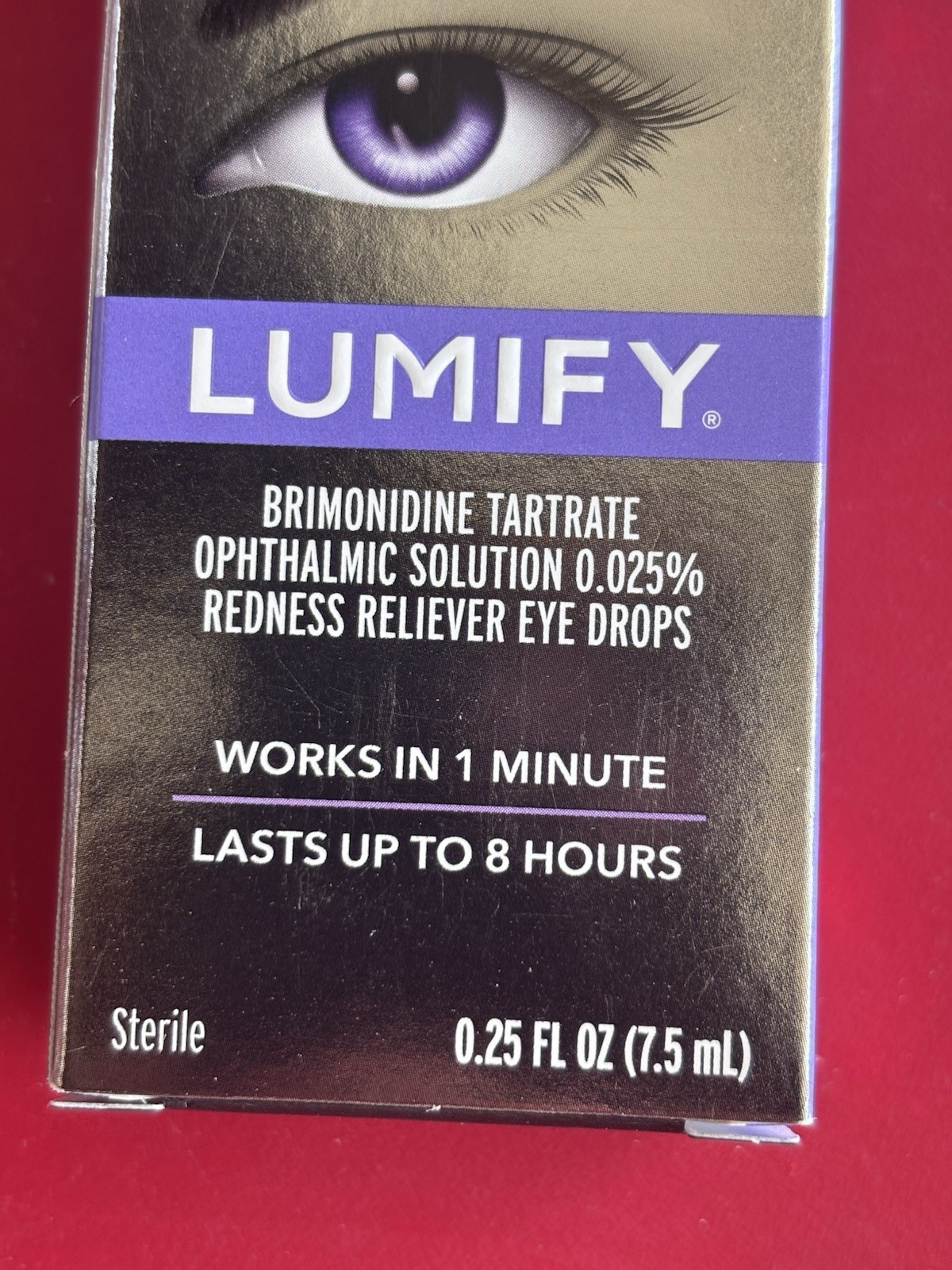 4-Pack 3 Lumify Redness Reliever Eye Drops 0.25 oz (7.5ml) (1) .08oz Exp 6/27+