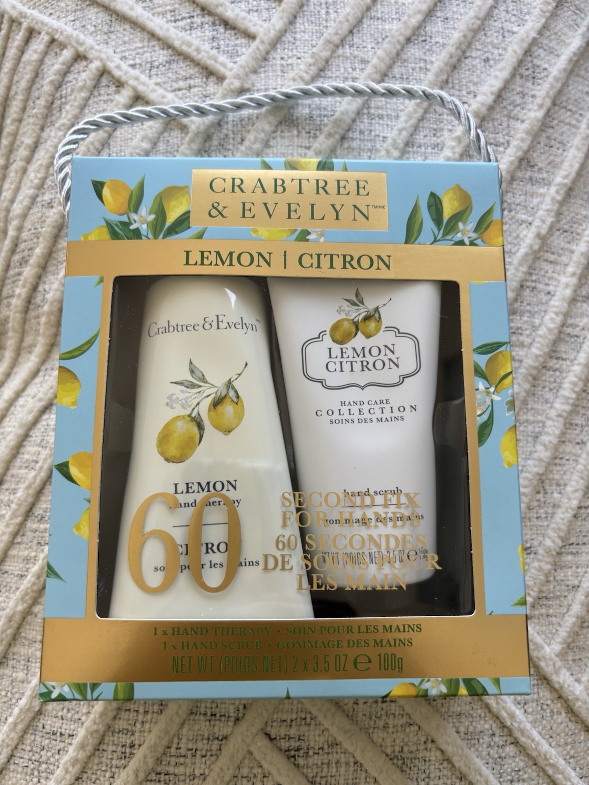 Crabtree & Evelyn Lemon Citron Hand Therapy & Hand Scrub Set, 3.5oz Each NIB