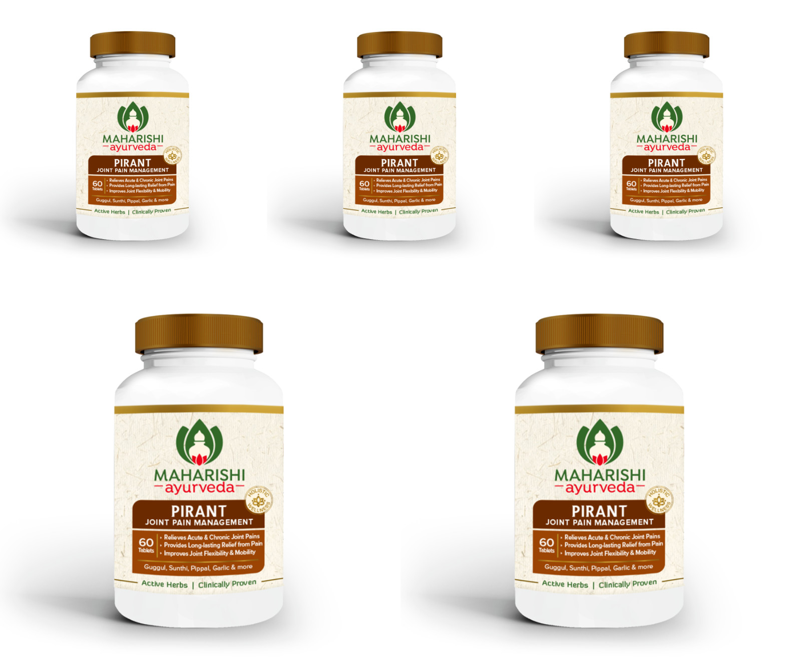 5 packs X Maharishi Ayurveda PIRANT 60 Tabs FREE SHIPPING
