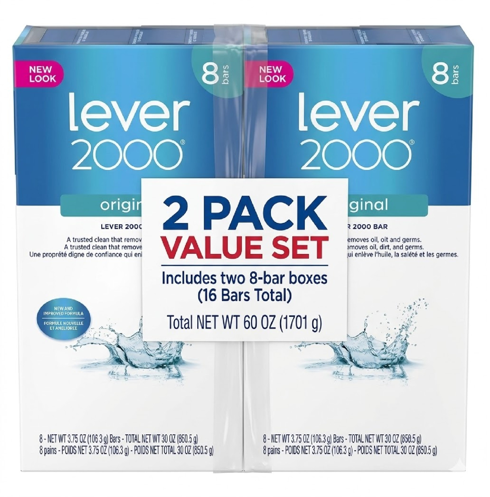 2 pk Lever 2000 Original Bar Soap, Refreshing & Moisturizing, 16 Count Pack