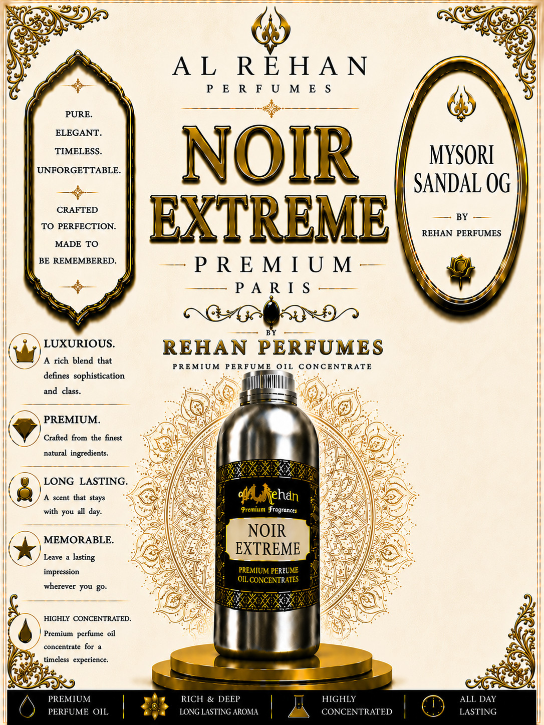 Al Rehan Perfumes Noir Extreme Premium Attar Perfume Oil Long Lasting Scent Oil
